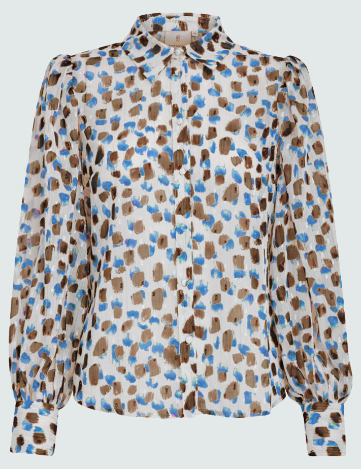 Peppercorn PCFatima Wide Sleeve Shirt Skjorter 520 Allure Blue Print