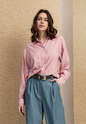 Peppercorn PCFelia Striped Shirt Skjorter 4403S Peony Pink Stripe
