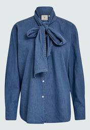 Peppercorn PCFernanda Bow Shirt Skjorter 004 Mid-blue Denim