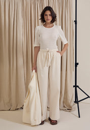Peppercorn PCFia Belt Pant Bukser 0202 Whitecap Grey