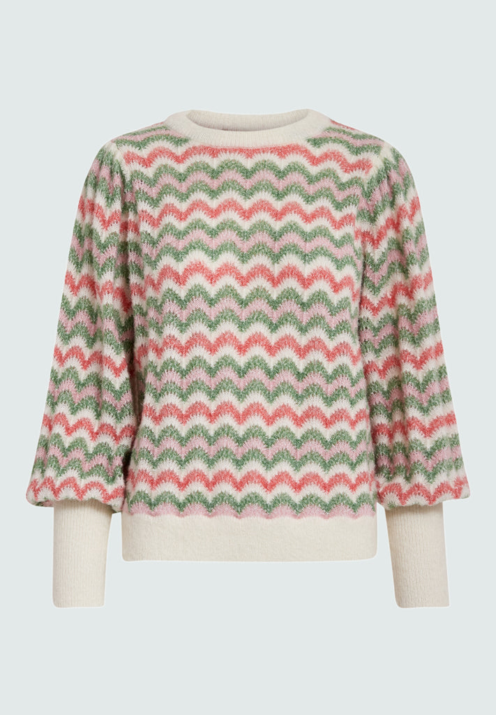 Peppercorn PCFilicia GRS O-Neck Pullover Pullover 3790S Hedge Green Stripe