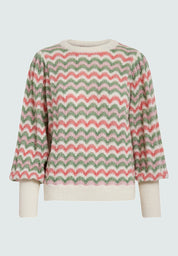 Peppercorn PCFilicia GRS O-Neck Pullover Pullover 3790S Hedge Green Stripe