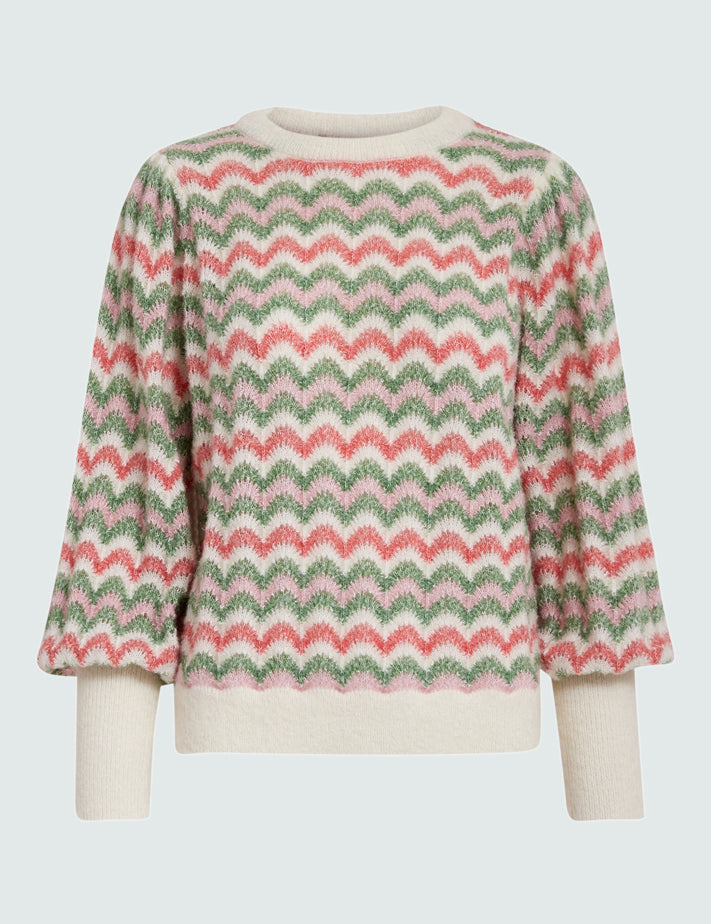 Peppercorn PCFilicia GRS O-Neck Pullover Pullover 3790S Hedge Green Stripe