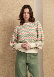 Peppercorn PCFilicia GRS O-Neck Pullover Pullover 3790S Hedge Green Stripe