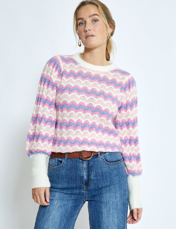 Peppercorn PCFilicia GRS O-Neck Pullover Pullover 4403S Peony Pink Stripe