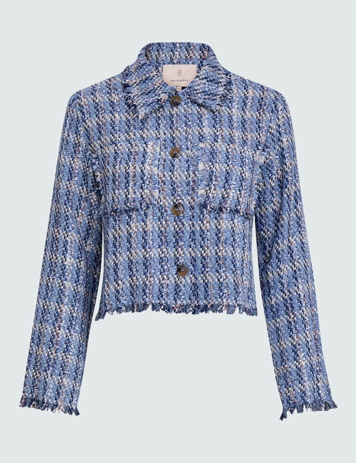 Peppercorn PCFrancie Short Jacket Jakker 520J Allure Blue Jacquard