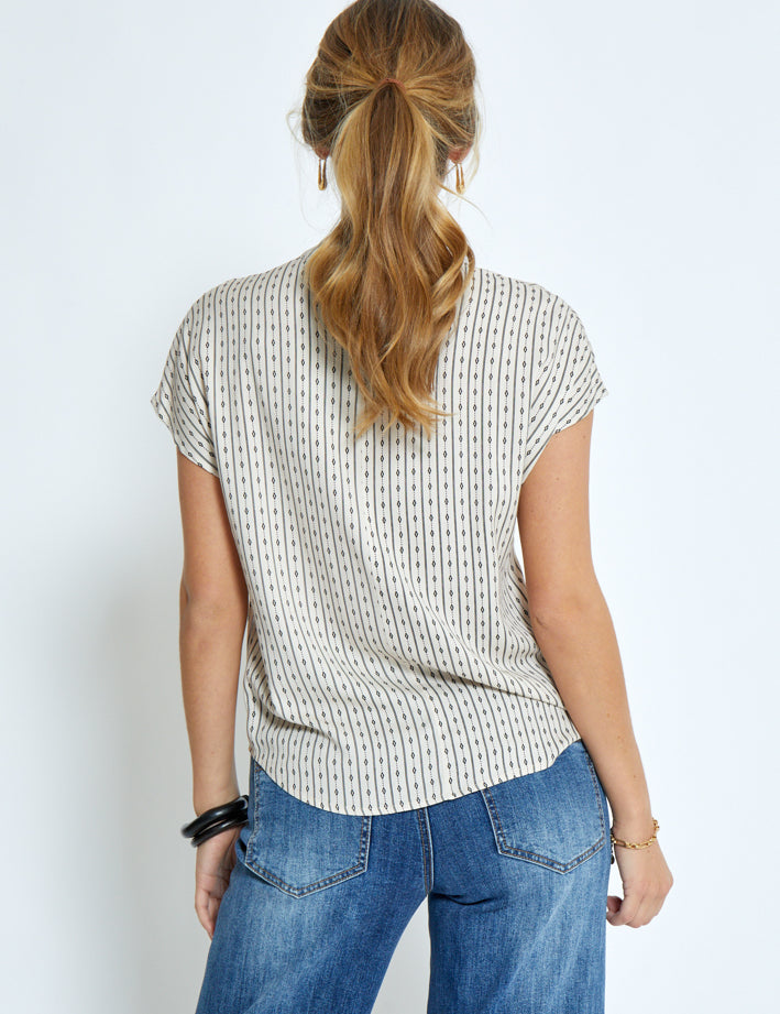 Peppercorn PCGabriella Top Toppe 0202P Whitecap Cream Print