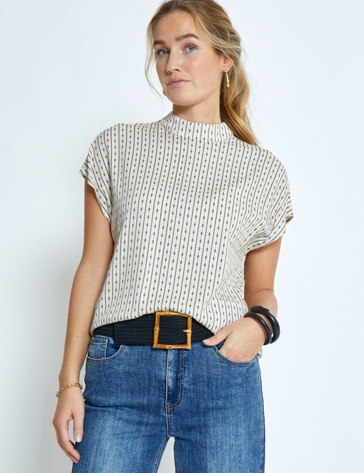 Peppercorn PCGabriella Top Toppe 0202P Whitecap Cream Print