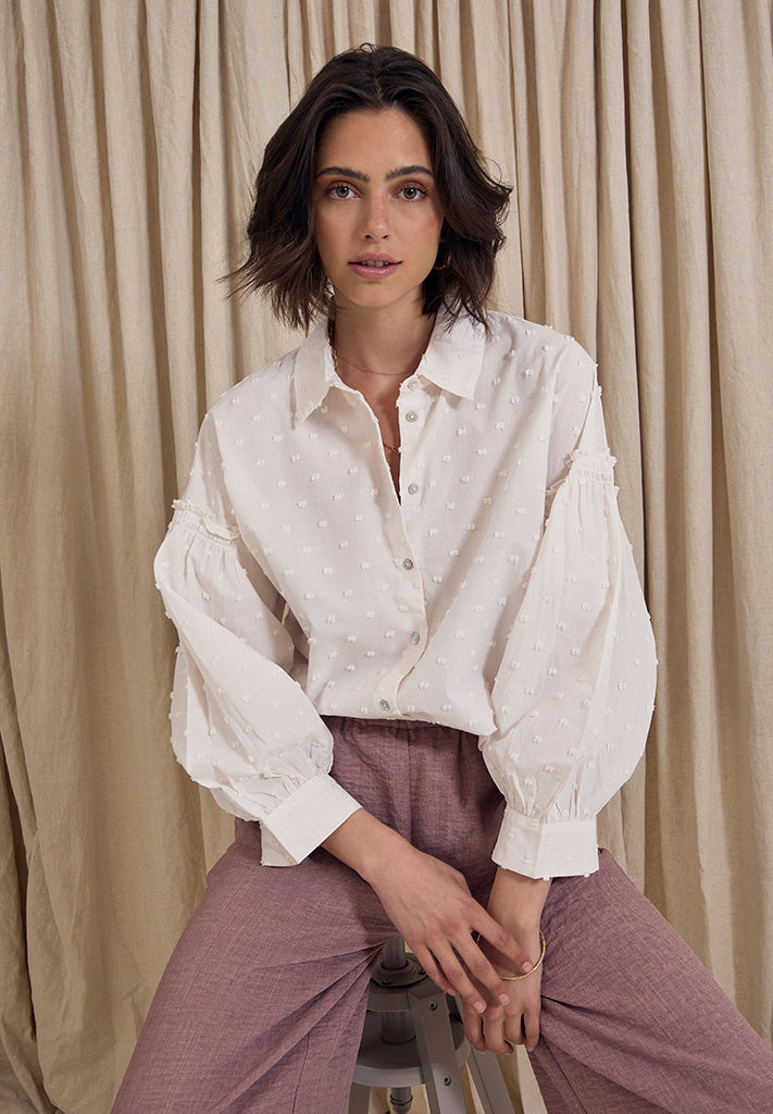 Peppercorn PCGelika 3/4 Sleeve Shirt Skjorter 0011 Gardenia
