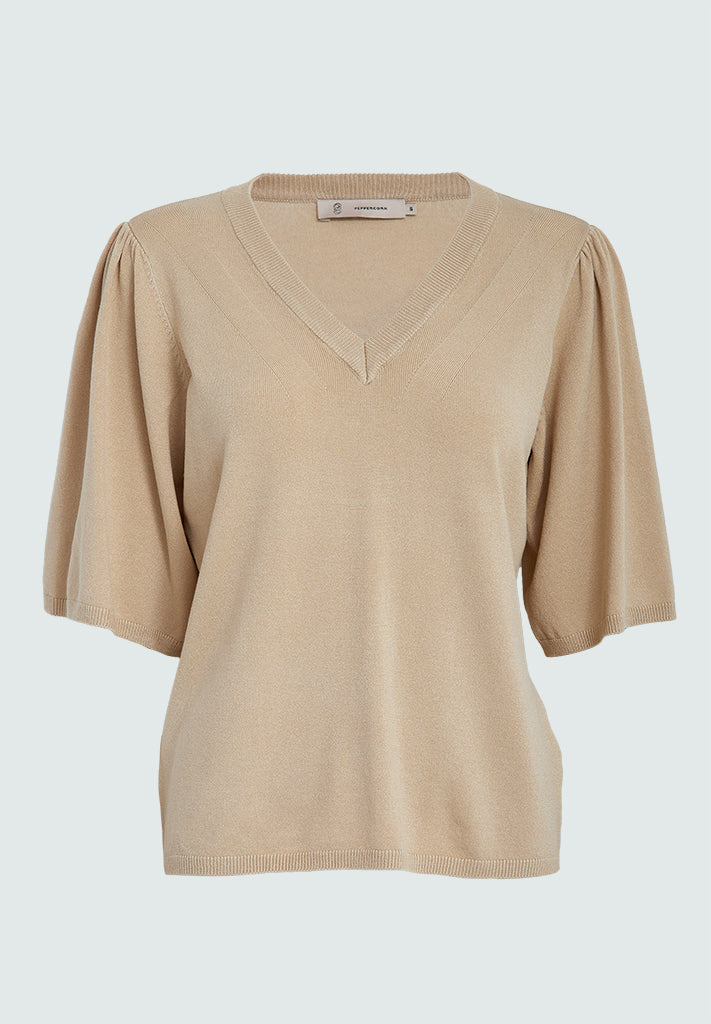 Peppercorn PCGlenda Short Sleeve Knit Pullover 264 Marcipan