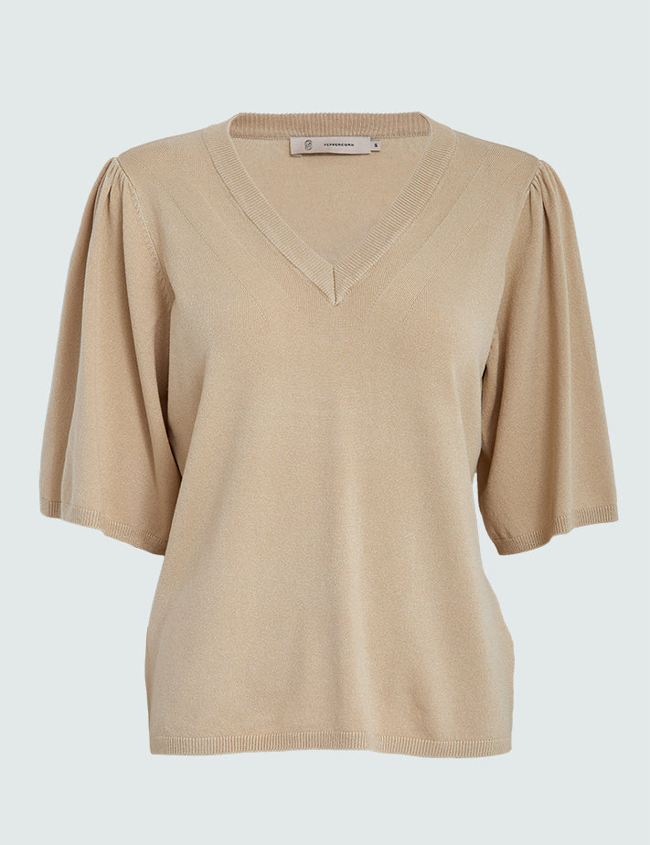 Peppercorn PCGlenda Short Sleeve Knit Pullover 264 Marcipan