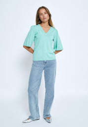 Peppercorn PCGlenda Short Sleeve Knit Pullover 3006 Lichen Mint