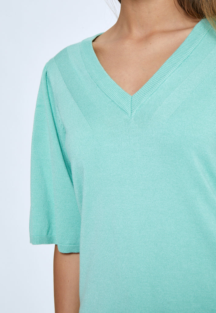 Peppercorn PCGlenda Short Sleeve Knit Pullover 3006 Lichen Mint