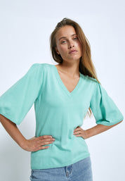 Peppercorn PCGlenda Short Sleeve Knit Pullover 3006 Lichen Mint