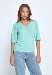 Peppercorn PCGlenda Short Sleeve Knit Pullover 3006 Lichen Mint