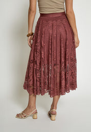 Peppercorn PCGreta Lace Skirt Nederdele 5076 Apple Butter Brown
