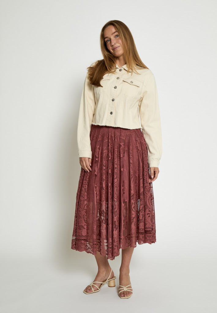 Peppercorn PCGreta Lace Skirt Nederdele 5076 Apple Butter Brown