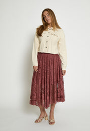 Peppercorn PCGreta Lace Skirt Nederdele 5076 Apple Butter Brown