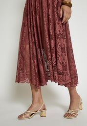 Peppercorn PCGreta Lace Skirt Nederdele 5076 Apple Butter Brown
