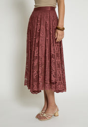 Peppercorn PCGreta Lace Skirt Nederdele 5076 Apple Butter Brown