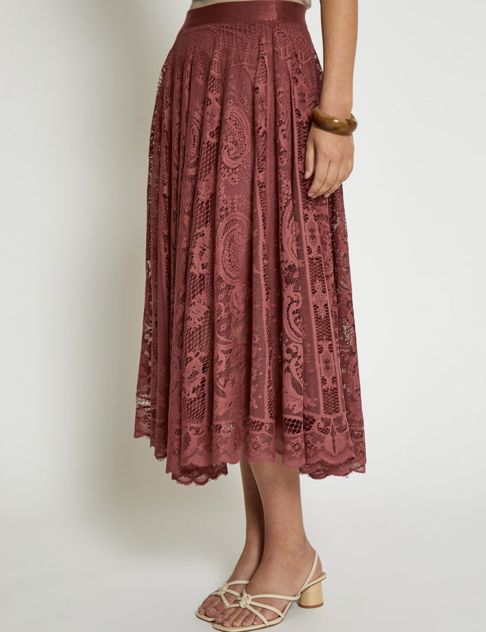 Peppercorn PCGreta Lace Skirt Nederdele 5076 Apple Butter Brown