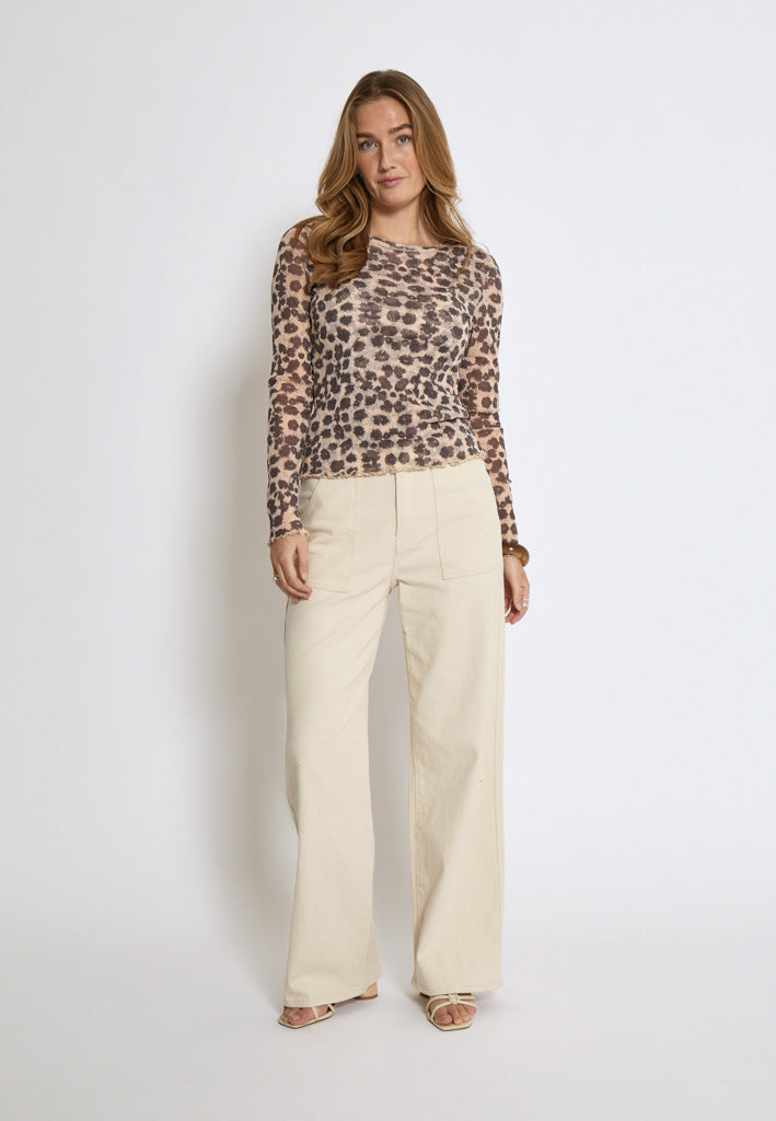 Peppercorn PCGriest Long Sleeve Blouse Bluser 0202P Whitecap Cream Print