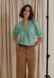 Peppercorn PCGry Short Blouse Bluser 3006 Lichen Mint