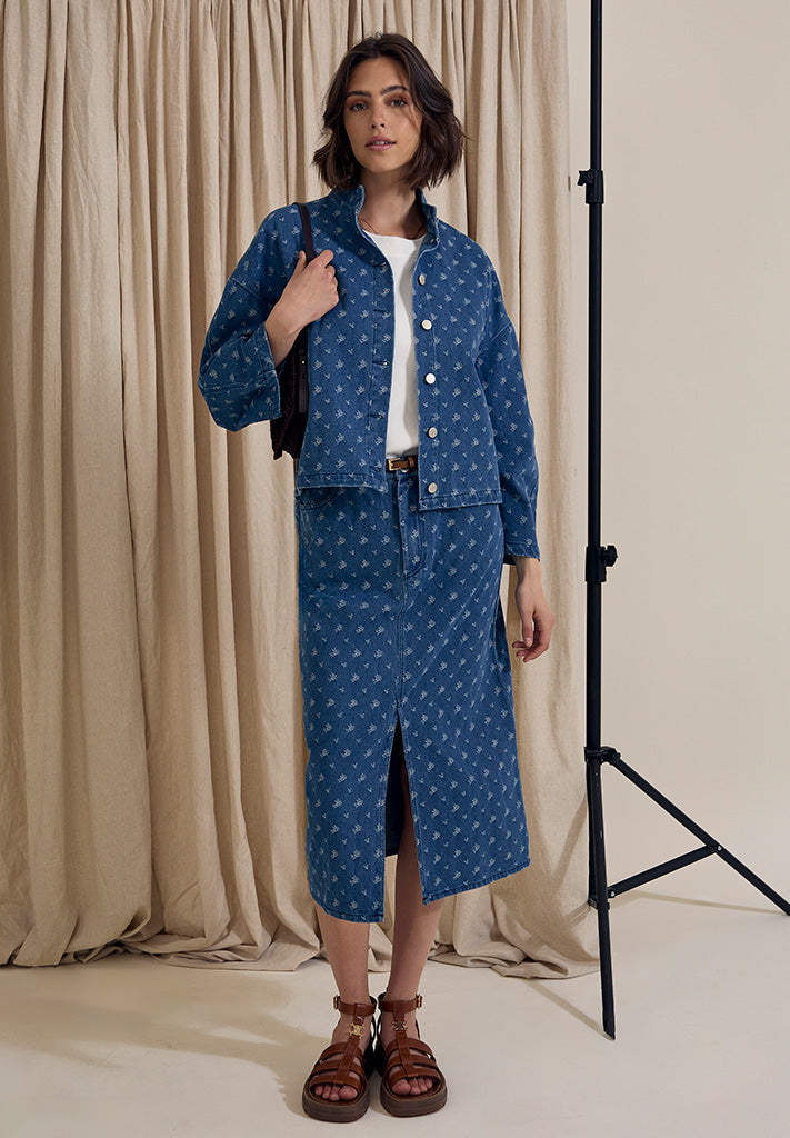 Peppercorn PCGustava Denim Skirt Nederdele 9600 Light Blue Wash