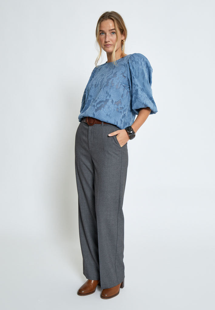 Peppercorn PCGyda Half Sleeve Blouse Bluser 1039 FADED DENIM