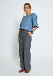 Peppercorn PCGyda Half Sleeve Blouse Bluser 1039 FADED DENIM