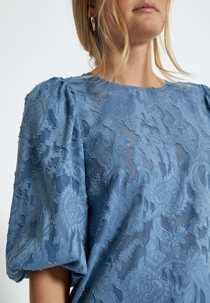 Peppercorn PCGyda Half Sleeve Blouse Bluser 1039 FADED DENIM