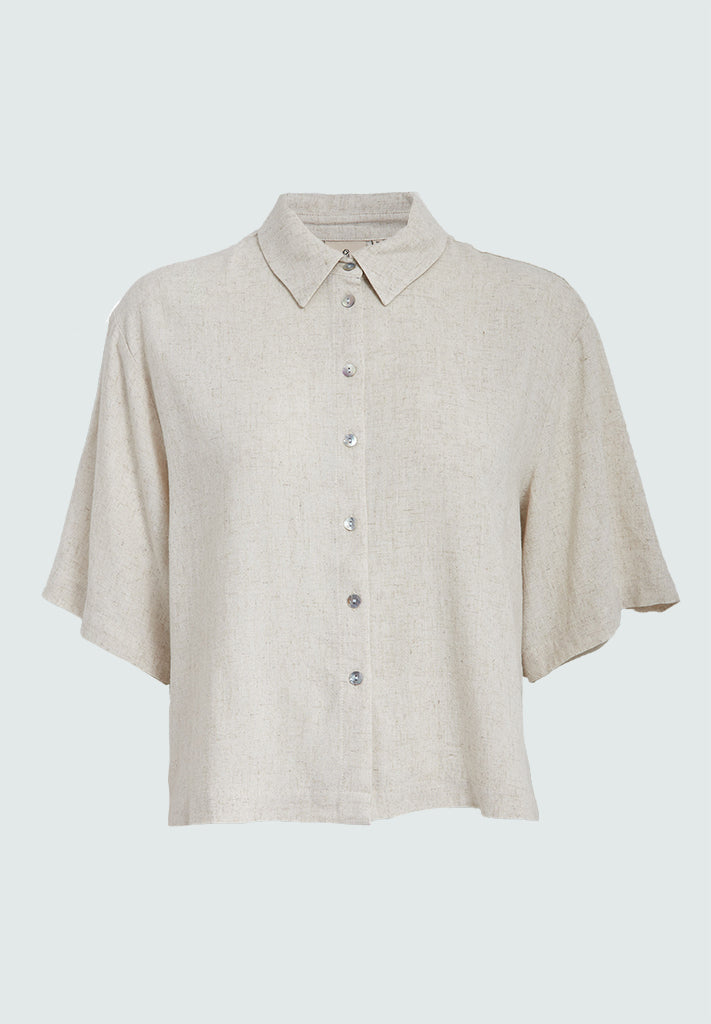 Peppercorn PCHannah Short Sleeve Shirt Skjorter 0202M Whitecap Grey mel