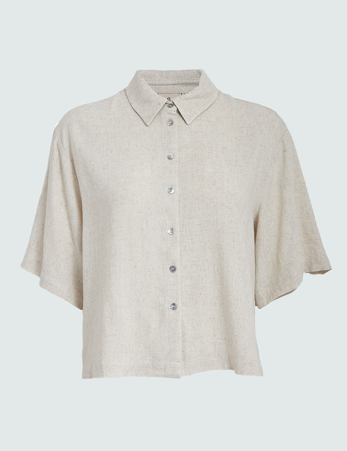 Peppercorn PCHannah Short Sleeve Shirt Skjorter 0202M Whitecap Grey mel