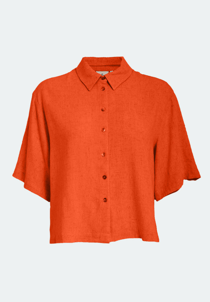 Peppercorn PCHannah Short Sleeve Shirt Skjorter 4174 Hot Coral