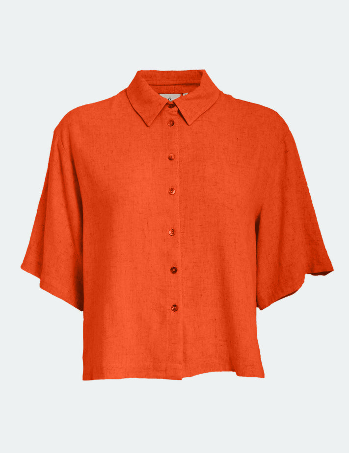 Peppercorn PCHannah Short Sleeve Shirt Skjorter 4174 Hot Coral