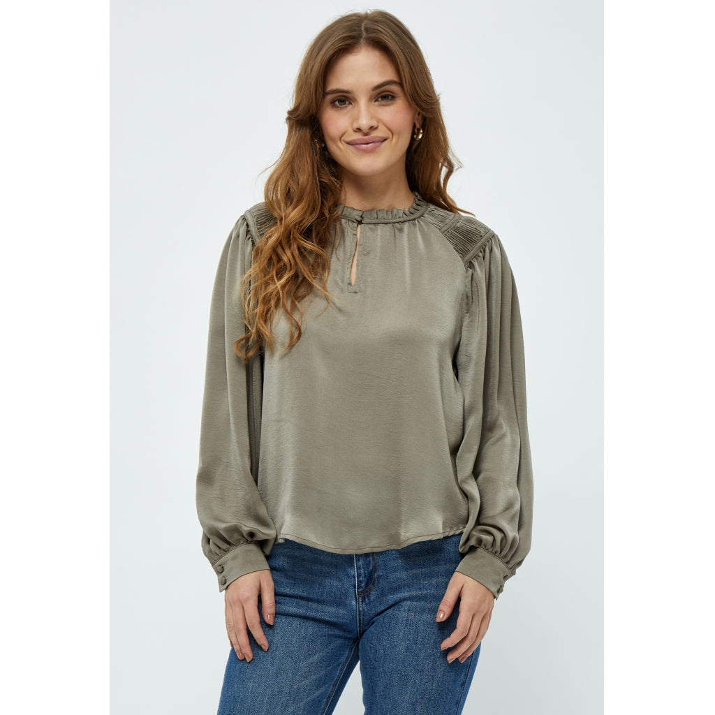 Peppercorn PCHaze Bluse Bluser 0178M Winter Twig Sand Melange