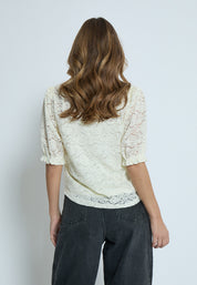 Peppercorn PCKaroline Lace Blouse Bluser 0002 White Peony