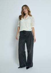Peppercorn PCKaroline Lace Blouse Bluser 0002 White Peony