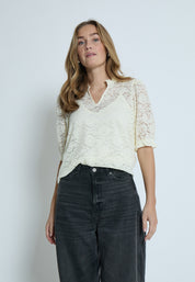 Peppercorn PCKaroline Lace Blouse Bluser 0002 White Peony