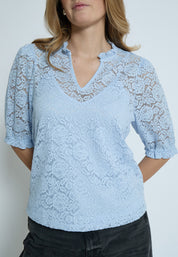 Peppercorn PCKaroline Lace Blouse Bluser 1039 FADED DENIM
