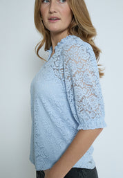 Peppercorn PCKaroline Lace Blouse Bluser 1039 FADED DENIM