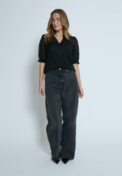 Peppercorn PCKaroline Lace Blouse Bluser Sort