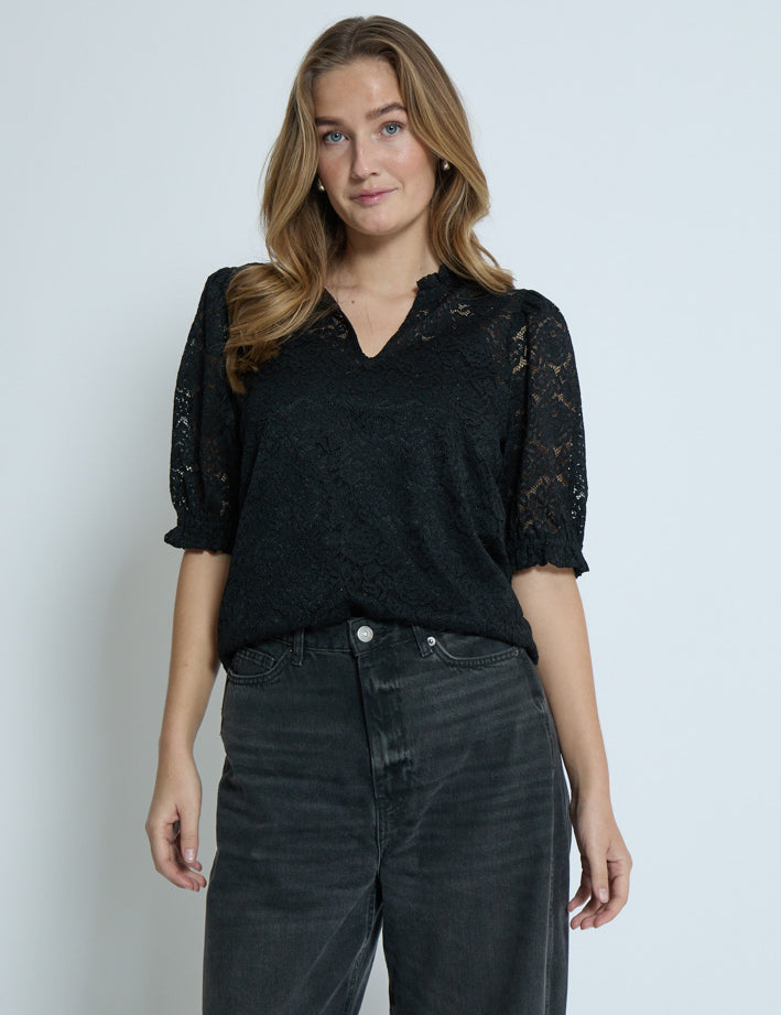 Peppercorn PCKaroline Lace Blouse Bluser Sort