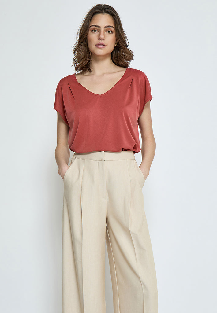 Peppercorn PCLana V T-Shirt T-Shirt 4086 Red Ochre
