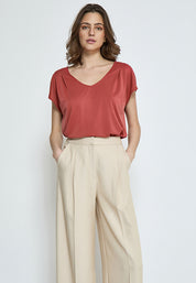 Peppercorn PCLana V T-Shirt T-Shirt 4086 Red Ochre