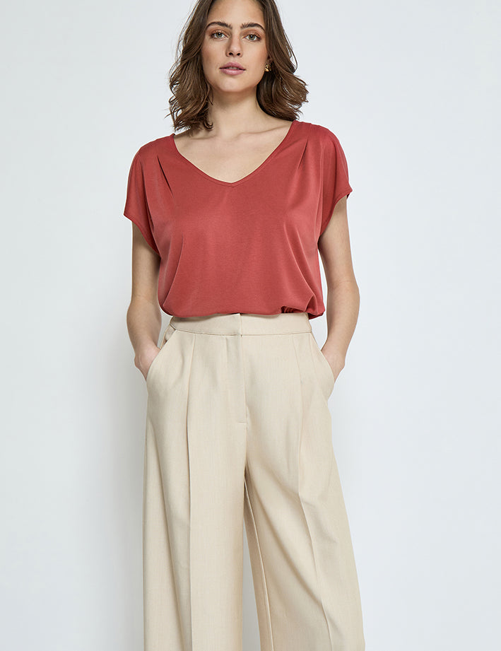 Peppercorn PCLana V T-Shirt T-Shirt 4086 Red Ochre