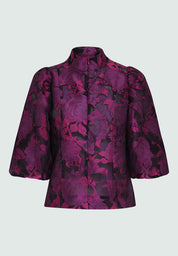 Peppercorn PCPelaya Mock Neck Jacquard Blouse Bluser 7024J Hollyhock Purple Jacquard