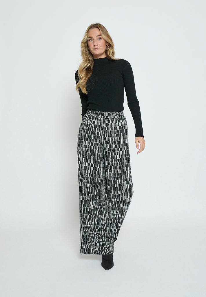 Peppercorn PCPhilippa Wide Leg Pant Bukser 2326P Gray Violet Print