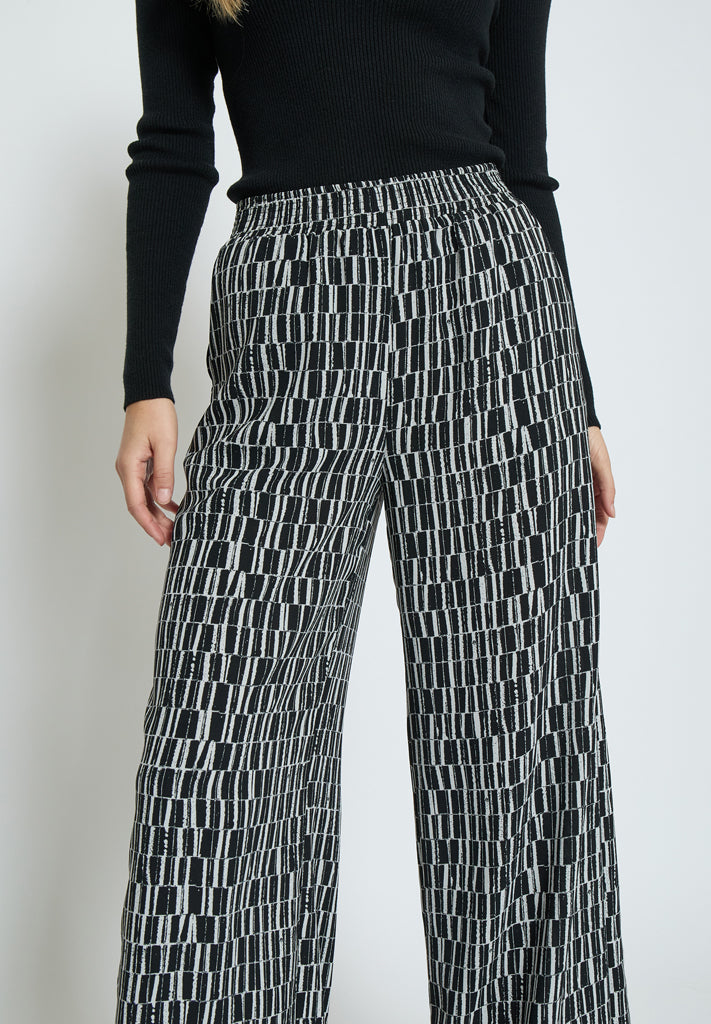 Peppercorn PCPhilippa Wide Leg Pant Bukser 2326P Gray Violet Print