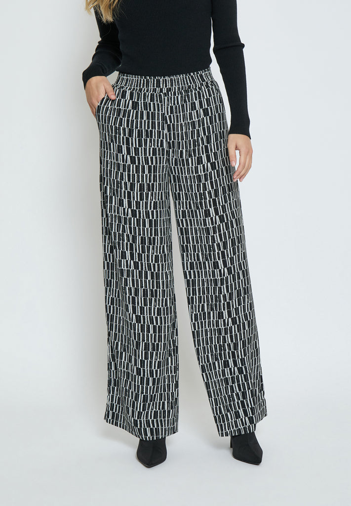 Peppercorn PCPhilippa Wide Leg Pant Bukser 2326P Gray Violet Print